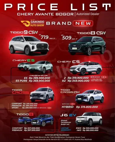 Pricelist Harga Chery kenari 2025